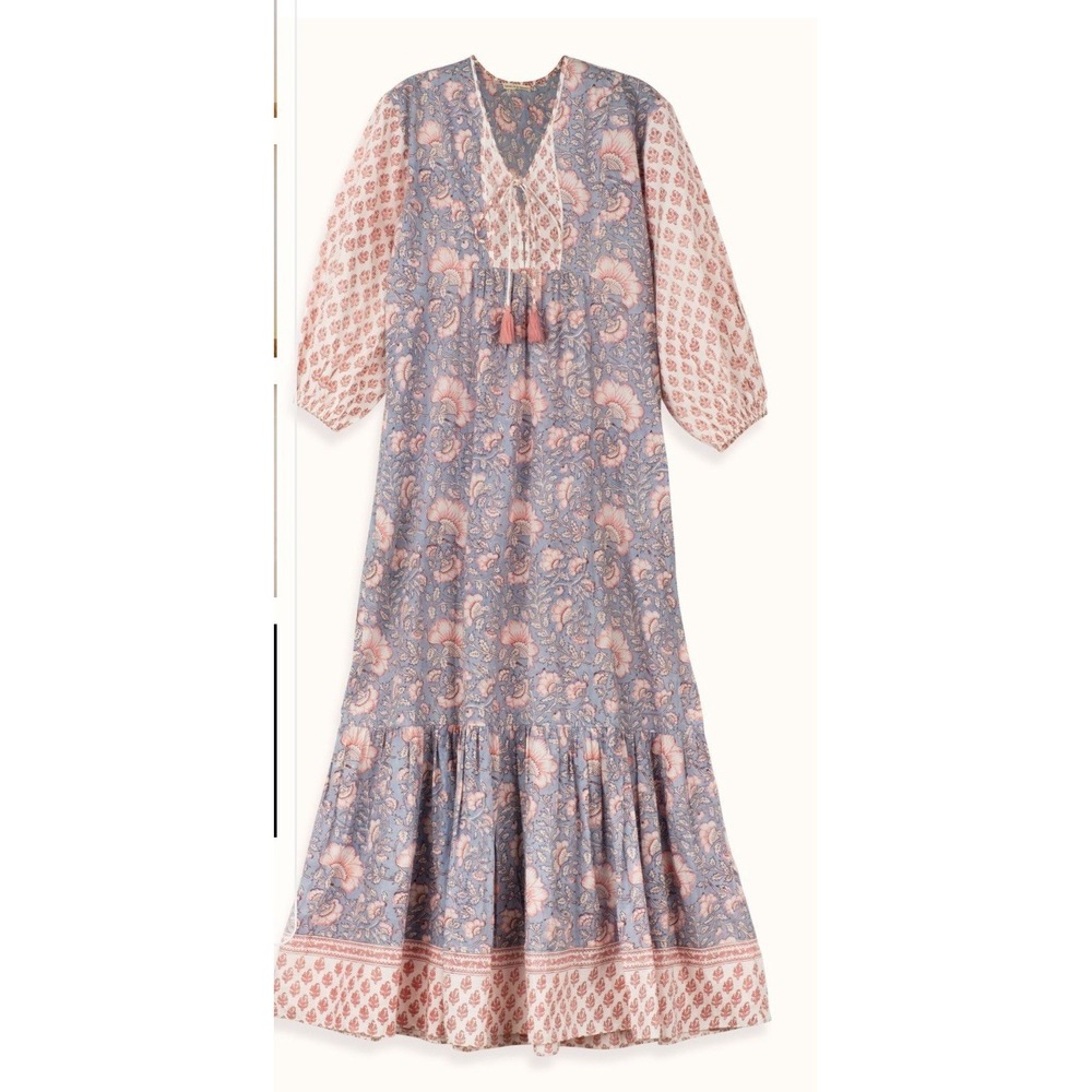 Ophelia and Indigo Pink/Blue Molly Long Sleeve Dress Size XS Floral Boho Prairie